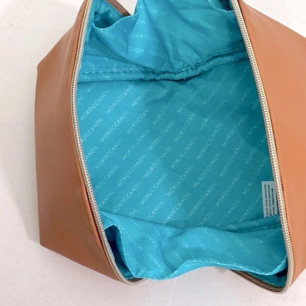 Moroccan oil Tan travel Bag from recycled materials NWOT